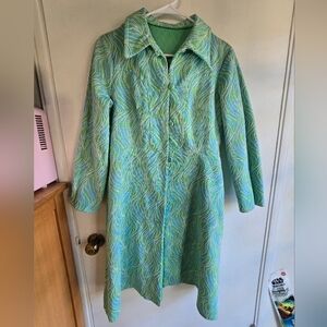 Vintage Green and Blue Patterned Coat
